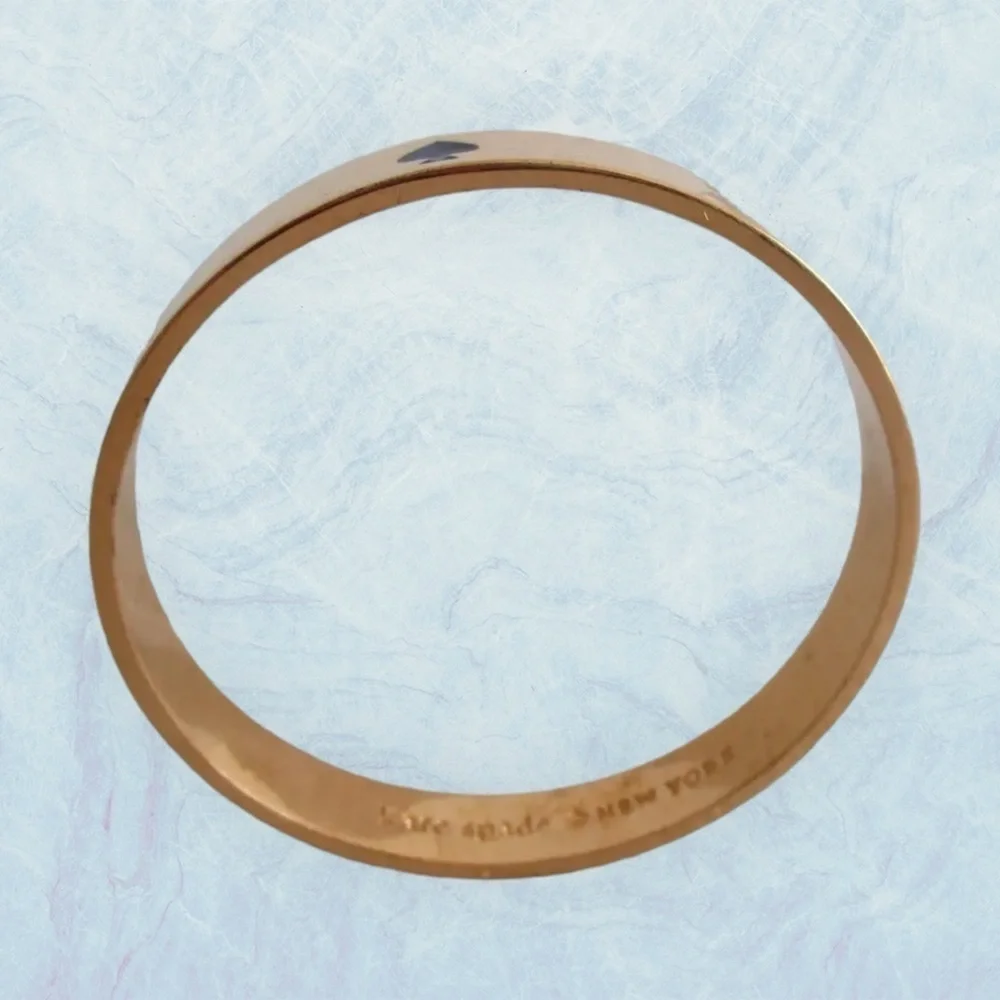 Kate Spade Gold Tone Royal Blue Enamel Spade Logo Bangle Vintage 0037 - Picture 3 of 6